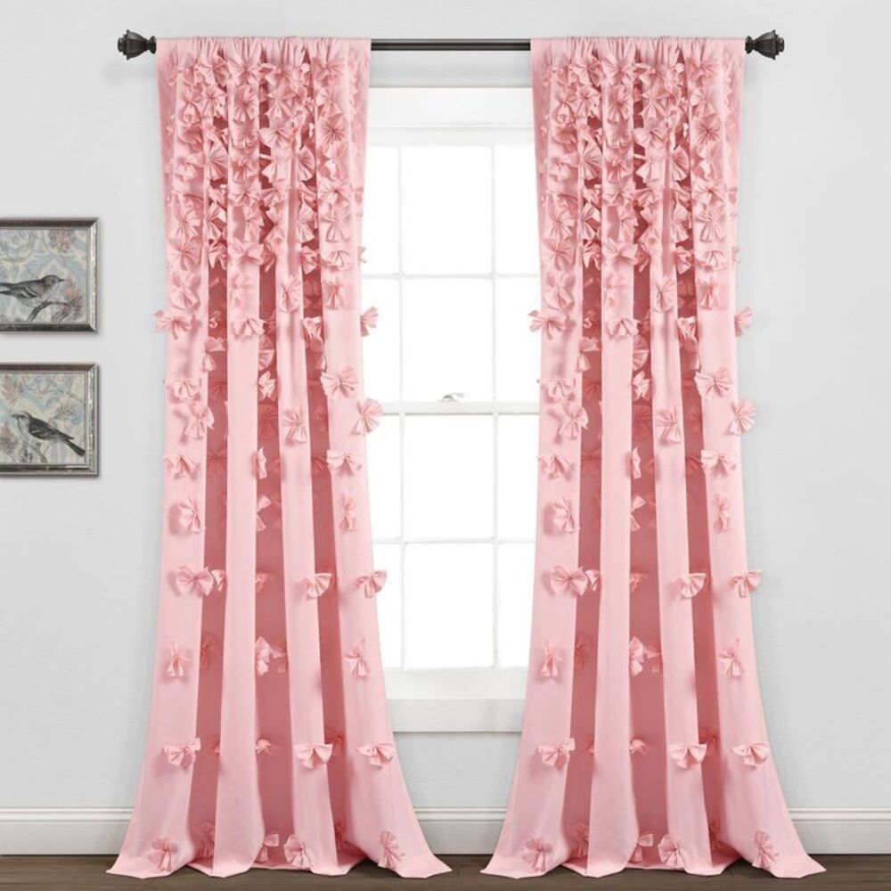 Lush Decor - 84"x54" Riley Sheer Window Curtain Panel Pink - Lu Pink